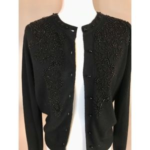 Outlander Vintage Beaded Black Cardigan Small